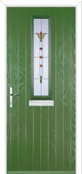 Mid Square (centre) Fleur Composite Front Door in Fern Green