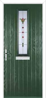 Mid Square (centre) Fleur Composite Front Door in Green
