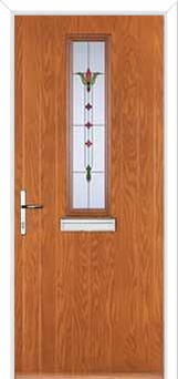Mid Square (centre) Fleur Composite Front Door in Oak