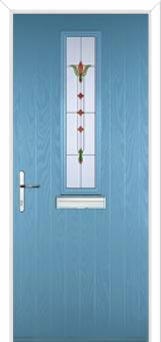 Mid Square (centre) Fleur Composite Front Door in Pastel Blue