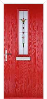 Mid Square (centre) Fleur Composite Front Door in Poppy Red
