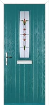 Mid Square (centre) Fleur Composite Front Door in Turquoise Blue