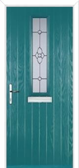 Mid Square (centre) Finesse Composite Front Door in Turquoise Blue