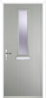 Mid Square (centre) Glazed Composite Front Door in Agate Grey