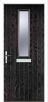 Mid Square (centre) Glazed Composite Front Door in Black Brown
