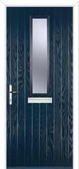 Mid Square (centre) Glazed Composite Front Door in Dark Blue