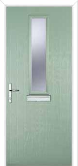 Mid Square (centre) Glazed Composite Front Door in Chartwell Green