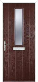 Mid Square (centre) Glazed Composite Front Door in Darkwood