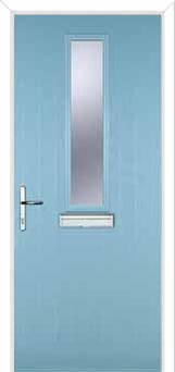 Mid Square (centre) Glazed Composite Front Door in Duck Egg Blue