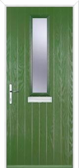 Mid Square (centre) Glazed Composite Front Door in Fern Green