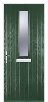 Mid Square (centre) Glazed Composite Front Door in Green