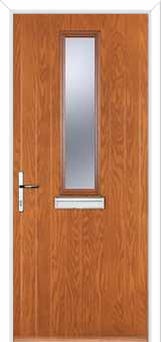 Mid Square (centre) Glazed Composite Front Door in Oak