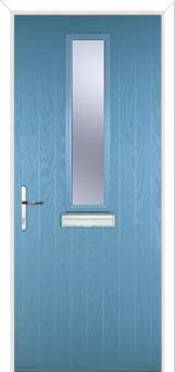 Mid Square (centre) Glazed Composite Front Door in Pastel Blue
