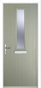 Mid Square (centre) Glazed Composite Front Door in Pebble Grey