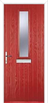 Mid Square (centre) Glazed Composite Front Door in Red
