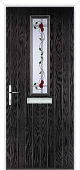 Mid Square (centre) Mackintosh Rose Composite Front Door in Black Brown