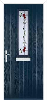 Mid Square (centre) Mackintosh Rose Composite Front Door in Dark Blue