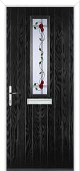 Mid Square (centre) Mackintosh Rose Composite Front Door in Black