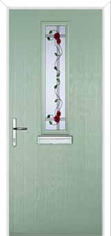 Mid Square (centre) Mackintosh Rose Composite Front Door in Chartwell Green