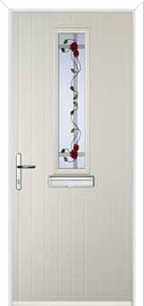 Mid Square (centre) Mackintosh Rose Composite Front Door in Cream