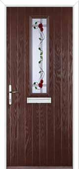 Mid Square (centre) Mackintosh Rose Composite Front Door in Darkwood