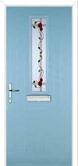 Mid Square (centre) Mackintosh Rose Composite Front Door in Duck Egg Blue
