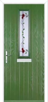 Mid Square (centre) Mackintosh Rose Composite Front Door in Fern Green