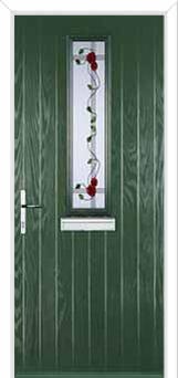 Mid Square (centre) Mackintosh Rose Composite Front Door in Green