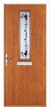 Mid Square (centre) Mackintosh Rose Composite Front Door in Oak
