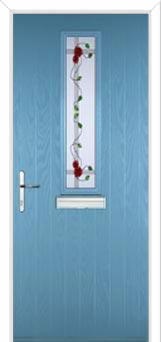 Mid Square (centre) Mackintosh Rose Composite Front Door in Pastel Blue
