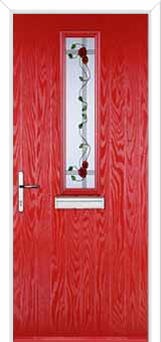 Mid Square (centre) Mackintosh Rose Composite Front Door in Poppy Red