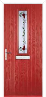 Mid Square (centre) Mackintosh Rose Composite Front Door in Red