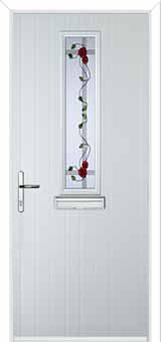 Mid Square (centre) Mackintosh Rose Composite Front Door in White