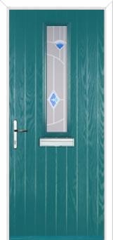 Mid Square (centre) Murano Composite Front Door in Turquoise Blue