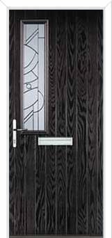 Mid Square (off set) Abstract Composite Front Door in Black Brown