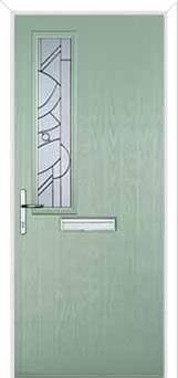 Mid Square (off set) Abstract Composite Front Door in Chartwell Green