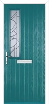 Mid Square (off set) Abstract Composite Front Door in Turquoise Blue