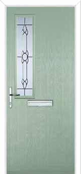 Mid Square (off set) Crystal Bohemia Composite Front Door in Chartwell Green