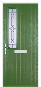 Mid Square (off set) Crystal Bohemia Composite Front Door in Fern Green
