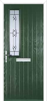 Mid Square (off set) Crystal Bohemia Composite Front Door in Green