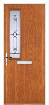 Mid Square (off set) Crystal Bohemia Composite Front Door in Oak