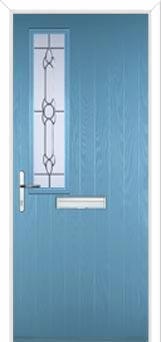 Mid Square (off set) Crystal Bohemia Composite Front Door in Pastel Blue