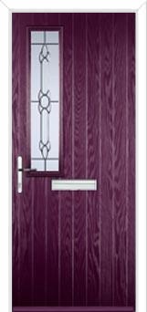 Mid Square (off set) Crystal Bohemia Composite Front Door in Purple Violet