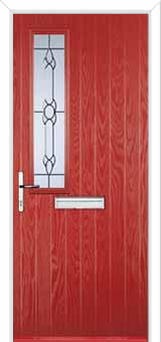 Mid Square (off set) Crystal Bohemia Composite Front Door in Red