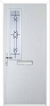 Mid Square (off set) Crystal Bohemia Composite Front Door in White
