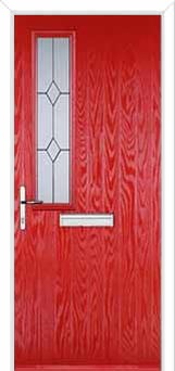 Mid Square (off set) Classic Composite Front Door in Poppy Red