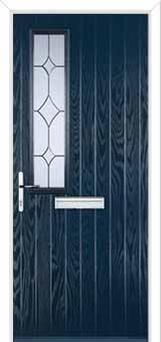 Mid Square (off set) Crystal Diamond Composite Front Door in Dark Blue