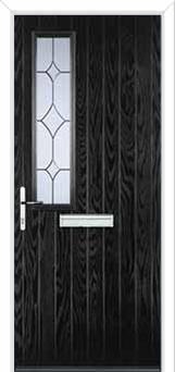 Mid Square (off set) Crystal Diamond Composite Front Door in Black