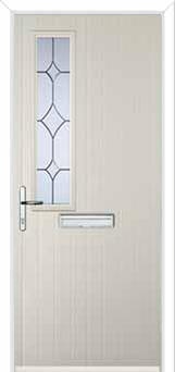 Mid Square (off set) Crystal Diamond Composite Front Door in Cream