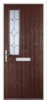 Mid Square (off set) Crystal Diamond Composite Front Door in Darkwood